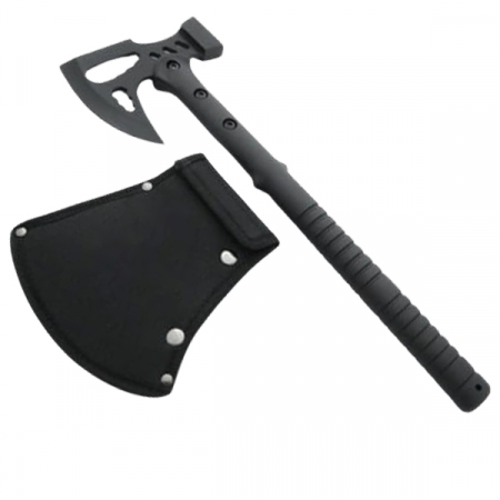 Topor camping - Topor Ideallstore®, Unleashed Viking, otel inoxidabil, negru, 42 cm, teaca inclusa
