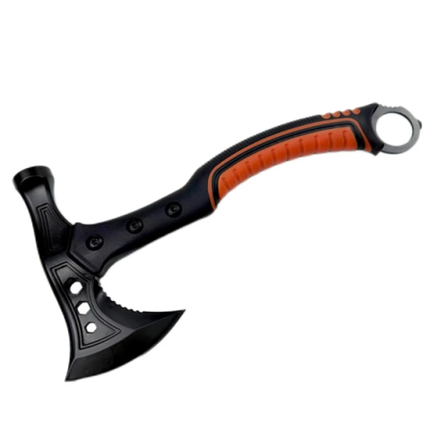 Topor multifunctional camping cu ciocan si cutit de aruncat, otel inoxidabil, maner cauciucat, 33.5 cm [4]