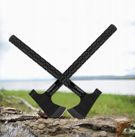 Set 2 x Topor multifunctional cu 6 piese DEPOX® , Amnar/Fluier /Cuțit/Busola , 43.5 cm , Aluminiu [7]