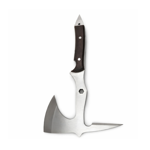 Set doua topoare multifunctionale din otel cu maner ergonomic si spargator geam, 53 cm, maro [7]