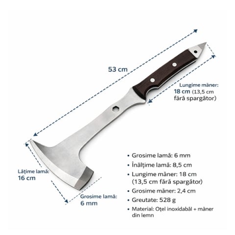 Topor multifunctional din otel cu maner ergonomic si spargator geam, 53 cm, maro [6]
