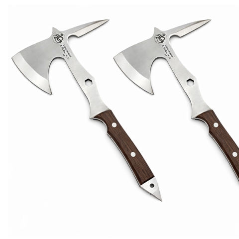 Set doua topoare multifunctionale din otel cu maner ergonomic si spargator geam, 53 cm, maro [2]