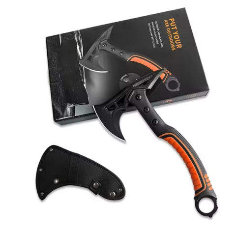 Topor multifunctional tactic pentru camping si outdoor, lama otel carbon, maner cauciucat, 33.5 cm [3]