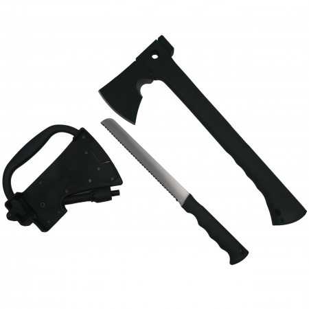 Topor camping - Topor Survivor IdeallStore®, Futuristic Survival, otel inoxidabil, negru, 35.5 cm, teaca inclusa
