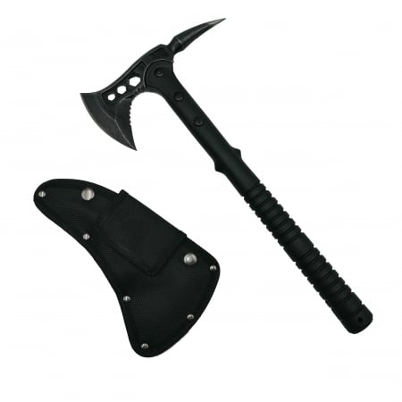 Topor camping - Topor Survivor IdeallStore®, Sting Fall, otel inoxidabil, negru, 39 cm, teaca inclusa