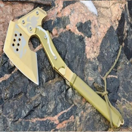 Topor survivor, IdeallStore®, Jeep Gold, 40 cm, auriu, teaca inclusa [3]