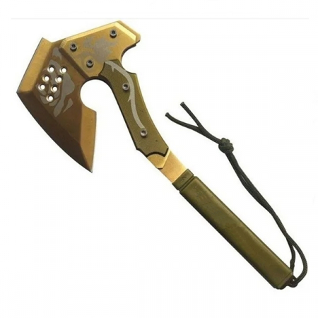 Topor camping - Topor survivor, IdeallStore®, Jeep Gold, 40 cm, auriu, teaca inclusa