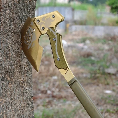 Topor survivor, IdeallStore®, Jeep Gold, 40 cm, auriu, teaca inclusa [4]