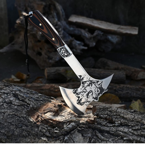 Topor vanatoare, Wolf Wood, otel inoxidabil, 33 cm, teaca inclusa [4]