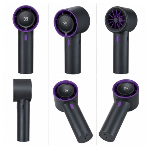 Ventilator Turbo Portabil DEPOX®, 99 Viteze cu Afișaj LED – Reîncărcabil USB, negru [2]