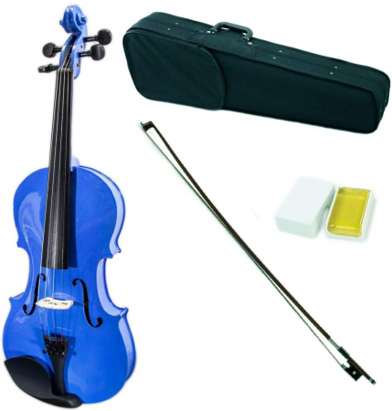Set vioara clasica si arcus 1/8 suplimentar, DEPOX®, marime 4/4, lemn, albastra, toc din material [9]