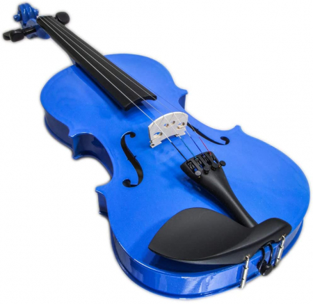 Set vioara clasica si arcus 1/8 suplimentar, DEPOX®, marime 4/4, lemn, albastra, toc din material [7]