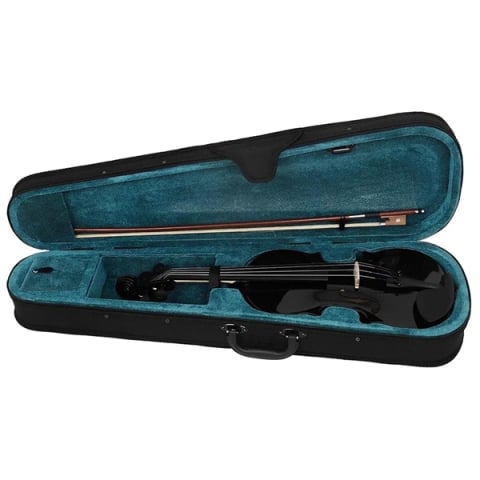 Set vioară clasică din lemn pentru copii 1/8 si doua seturi corzi, DEPOX®, 43 cm, finisaj lucios negru [5]