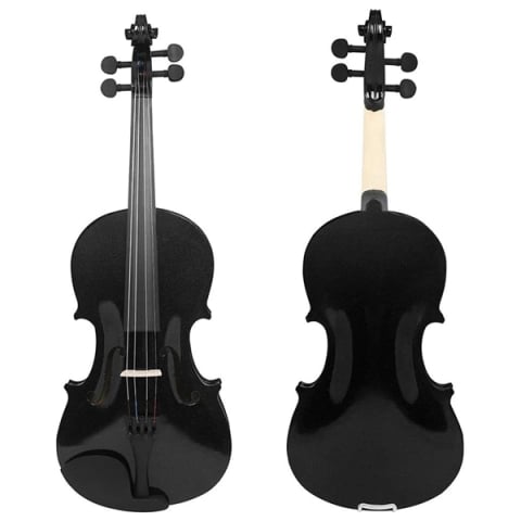 Set vioară clasică din lemn pentru copii 1/8 si set corzi, DEPOX®, 43 cm, finisaj lucios negru [7]