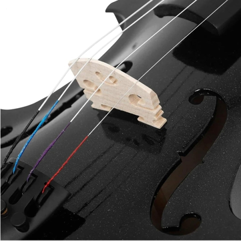 Vioară clasică din lemn pentru copii 1/8, DEPOX®, 43 cm, finisaj lucios negru [7]