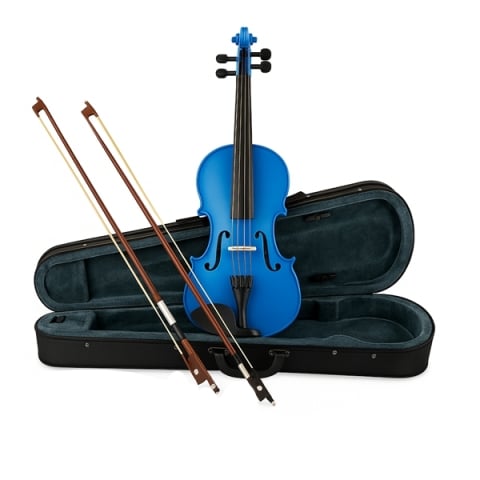 Viori - Set vioara clasica si arcus 1/8 suplimentar, DEPOX®, marime 4/4, lemn, albastra, toc din material