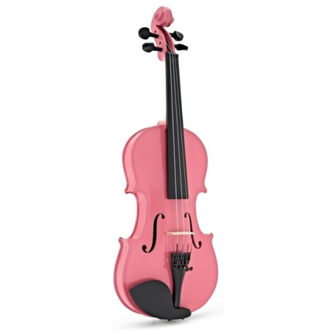 Vioara Clasica pentru Copii si Incepatori 1/8 DEPOX®, 43 cm, Lemn, Arcus, Cutie de Transport si Sacaz, Roz [1]