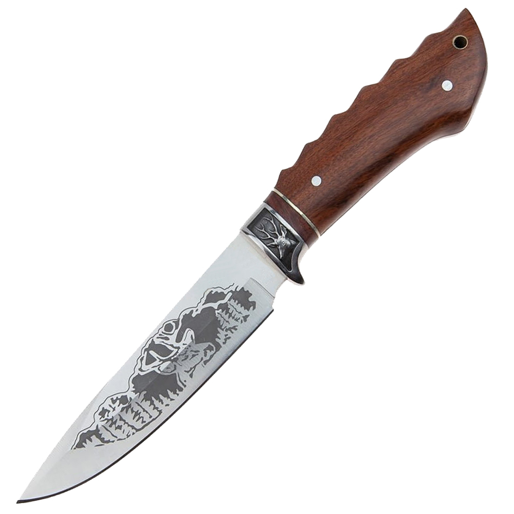 Cutit de vanatoare DEPOX, Mountain Stag , argintiu, 27.5 cm, teaca textila inclusa