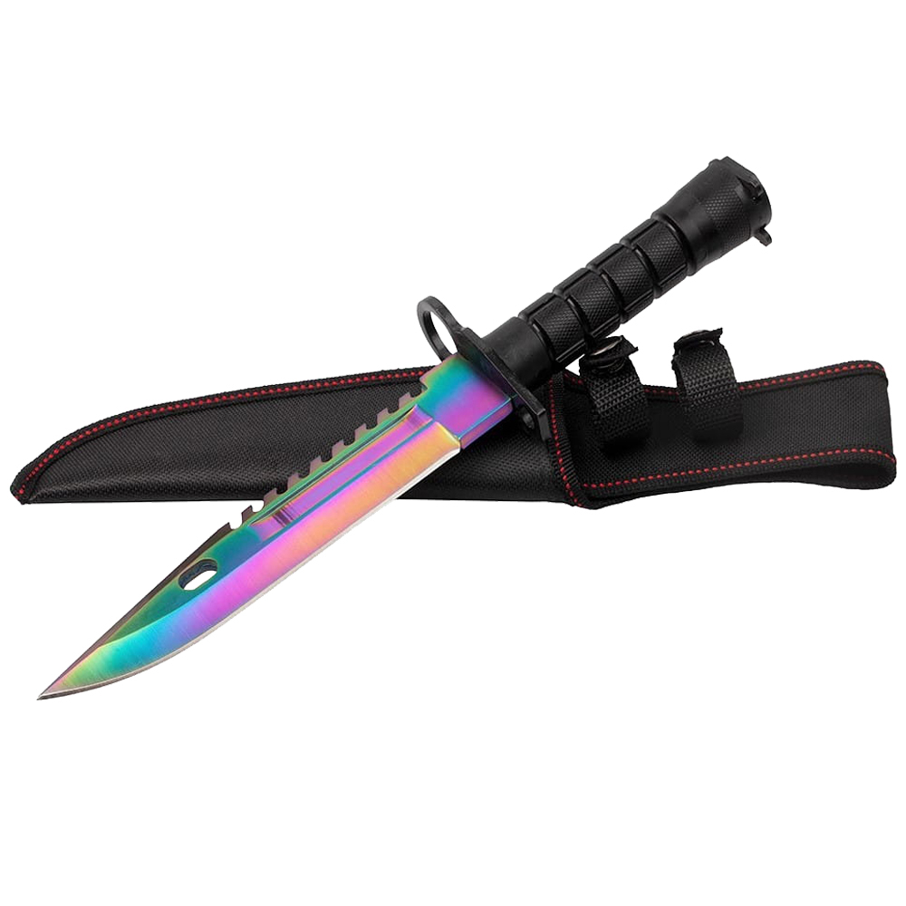 Cutit de vanatoare DEPOX , Rainbow Spirit, multicolor, 32.5 cm, teaca inclusa