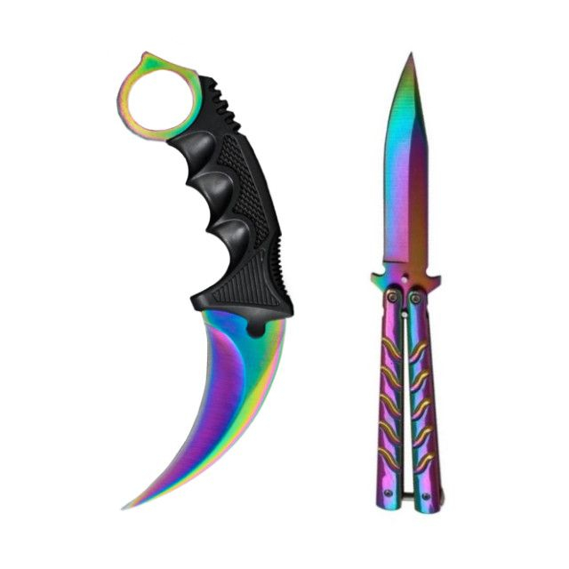 Set 2 cutite DEPOX , karambit si fluture, otel inoxidabil, multicolor