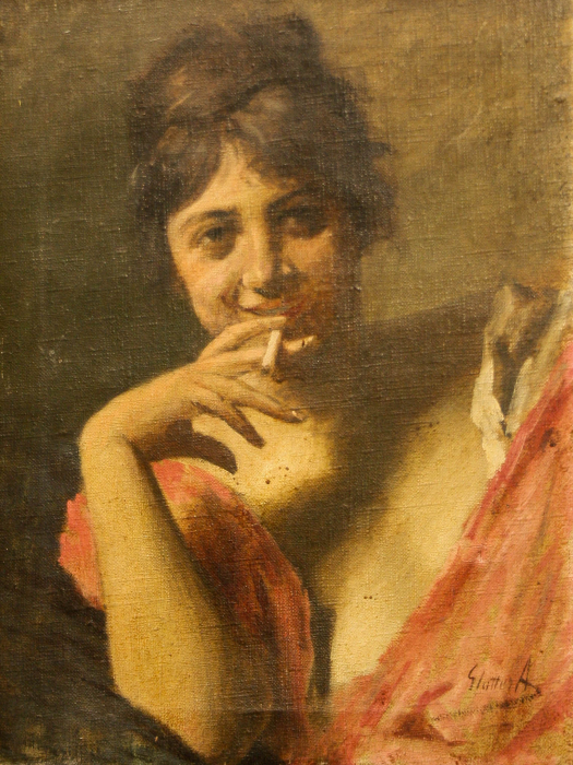 GLATTER Ármin, Portret de femeie veselă cu țigară [1]