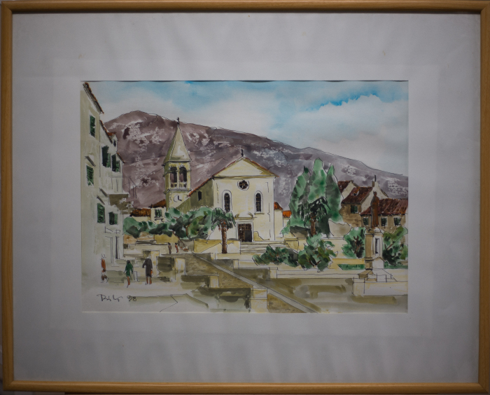Croatian AUTHOR, Urban Landscape with Church and Houses [2]