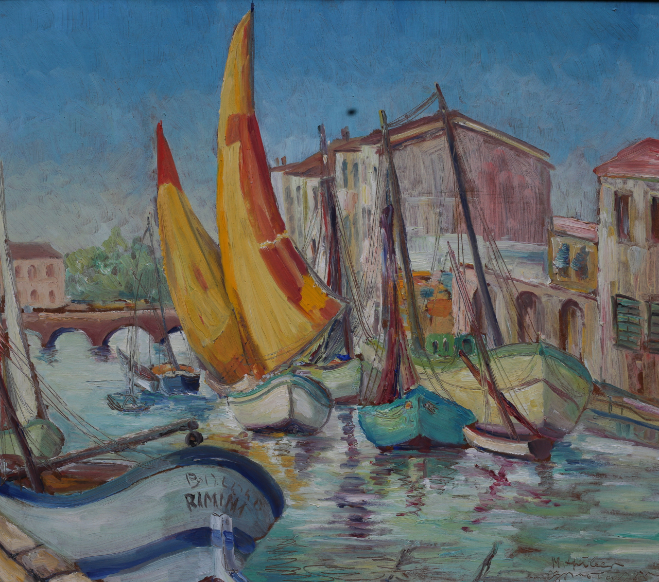 Unidentified AUTHOR, Mediterranean Landscape with Boats, 1955 [1]