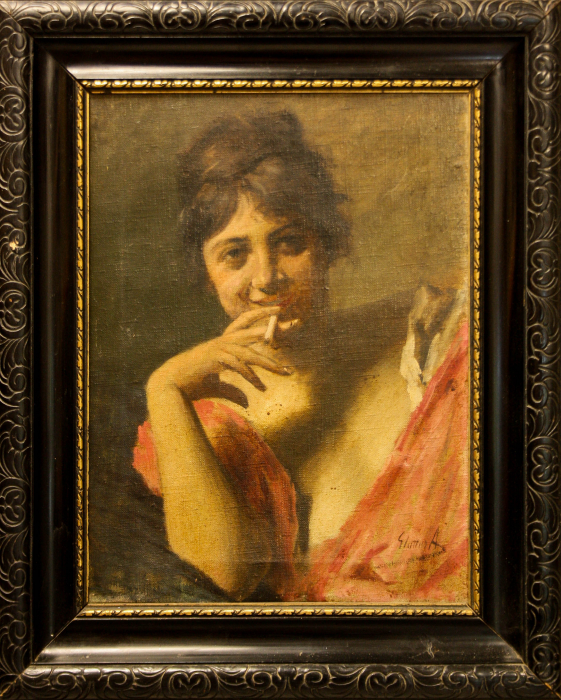 GLATTER Ármin, Portret de femeie veselă cu țigară [4]