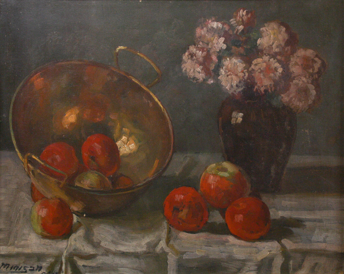 Corneliu MINIȘAN, Natură statică cu flori și mere [1]
