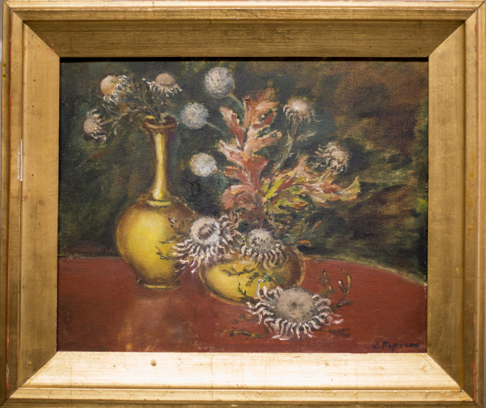 V. Popescu, Still Life with Thistles and Goldish Pots [4]