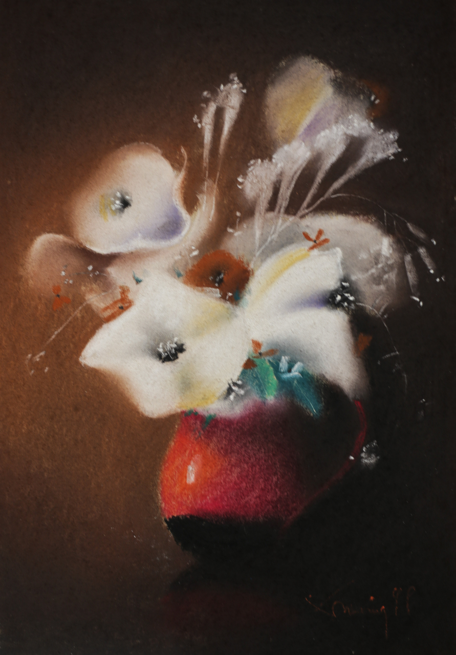 Marin GRUIA, Natură statică cu flori în vază roșie, 1998 [1]