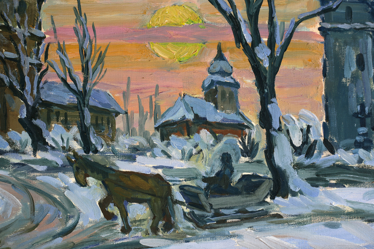 P. KOVÁTS Ferenc, Winter landscape with Stephen's Tower and the Roman Catholic Church in Baia Mare [2]