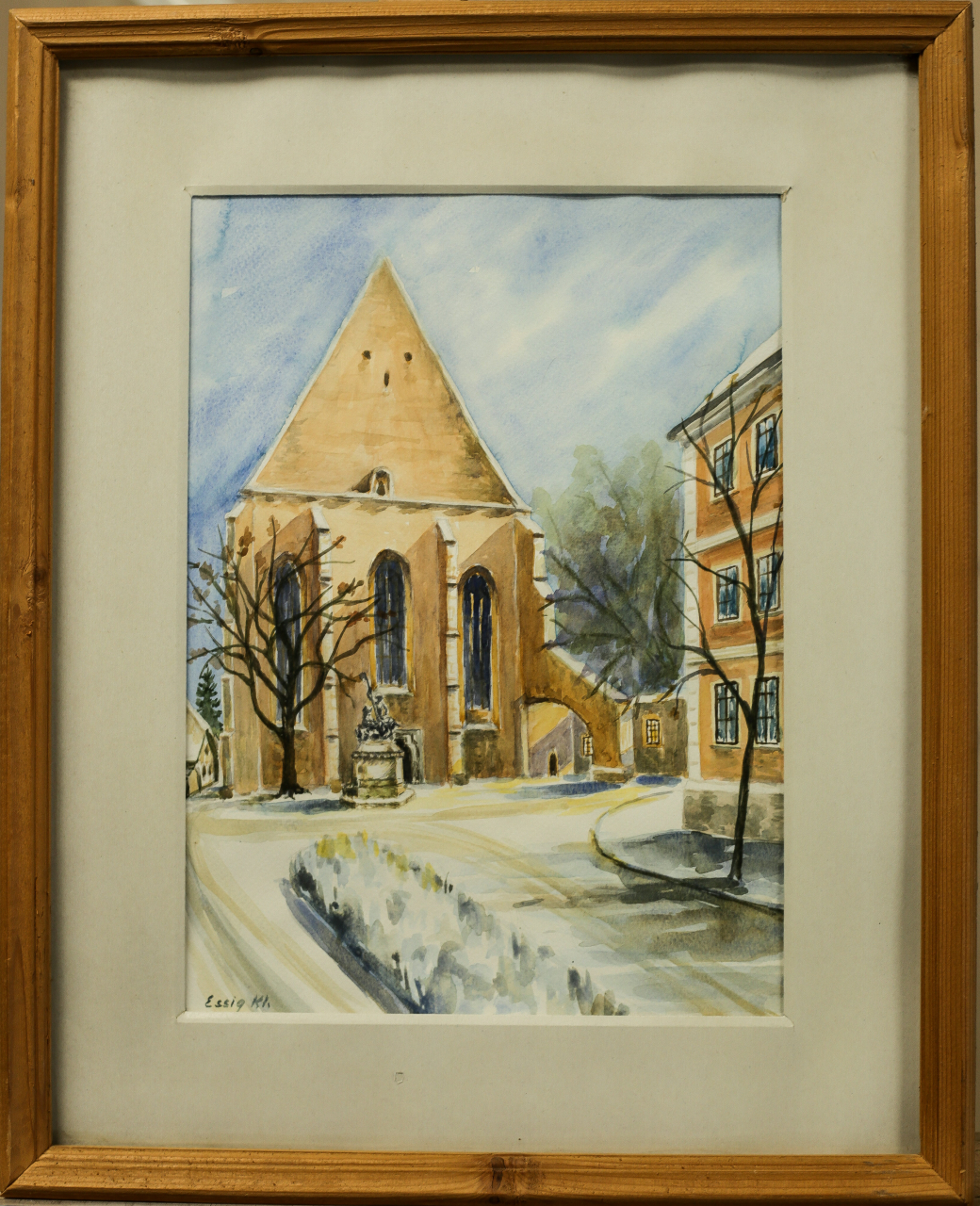ESSIG KACSÓ Klára,   Peisaj  clujean cu Biserica reformată [3]