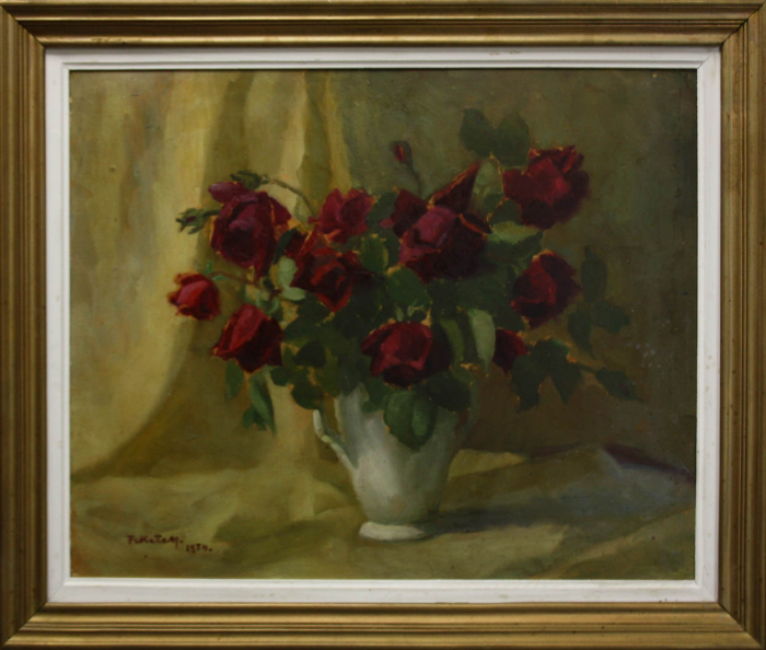 FEKETE Margit, Natură statică cu trandafiri roșii, 1954 [4]