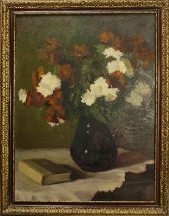 FEKETE Margit, Aranjament floral cu carte, 1950 [5]