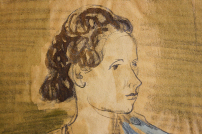 AUTOR neidentificat, Doamnă cu eșarfă albastră, înc. sex.XX [2]