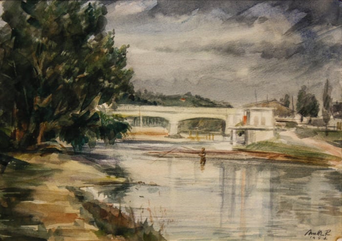 MOTTL Román, Landscape with Bridge from Oradea, 1957 [1]