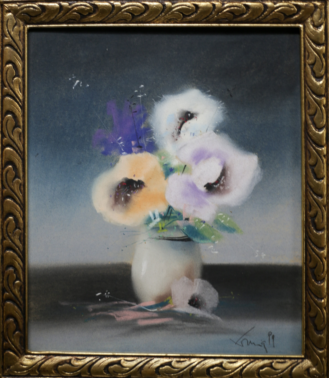 Marin GRUIA, Natură statică cu flori în albă roșie, 1999 [2]