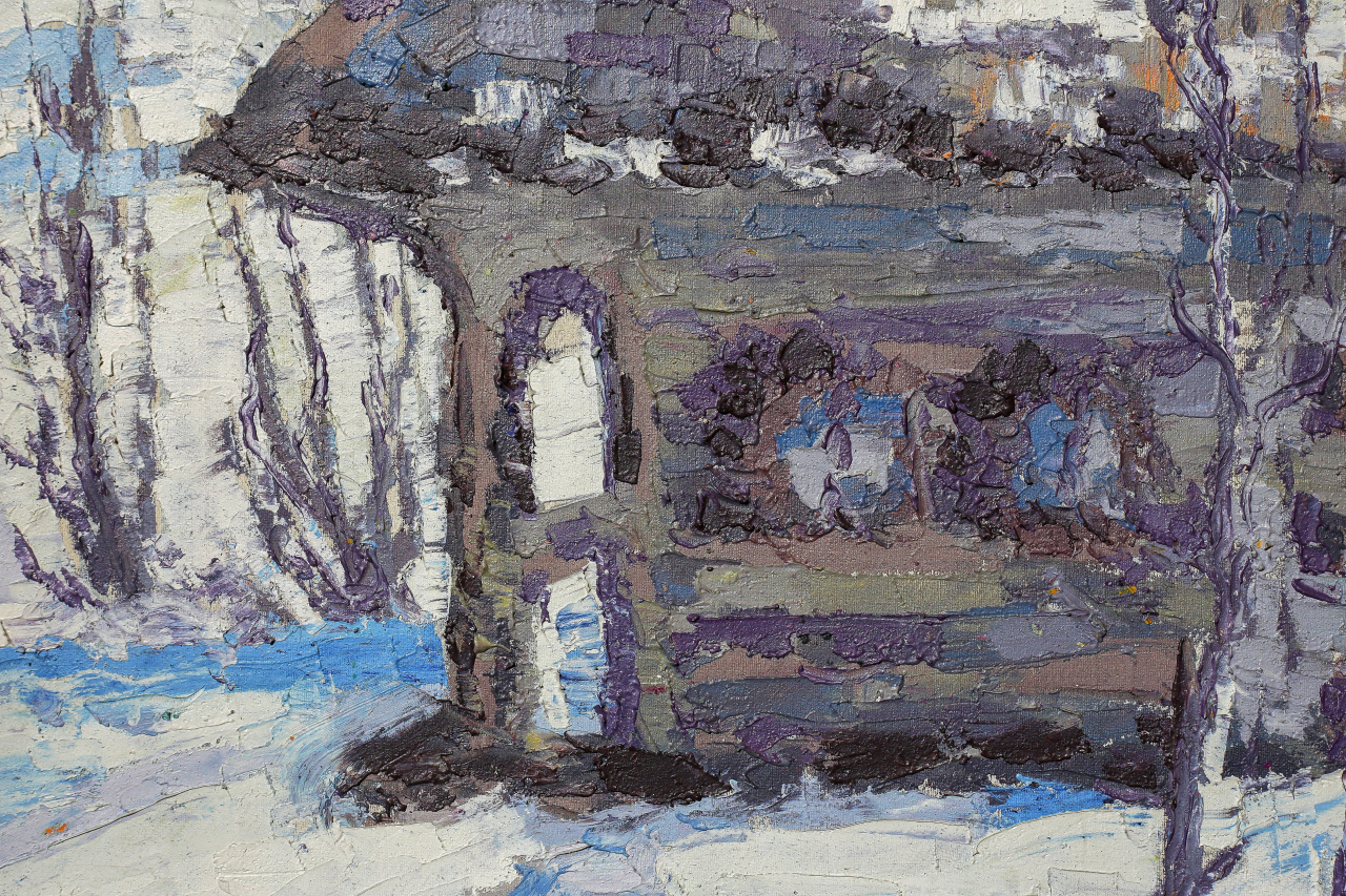 MEGYESI Lucreția, Peisaj de iarnă cu biserică de lemn maramureșană, 1983 [3]