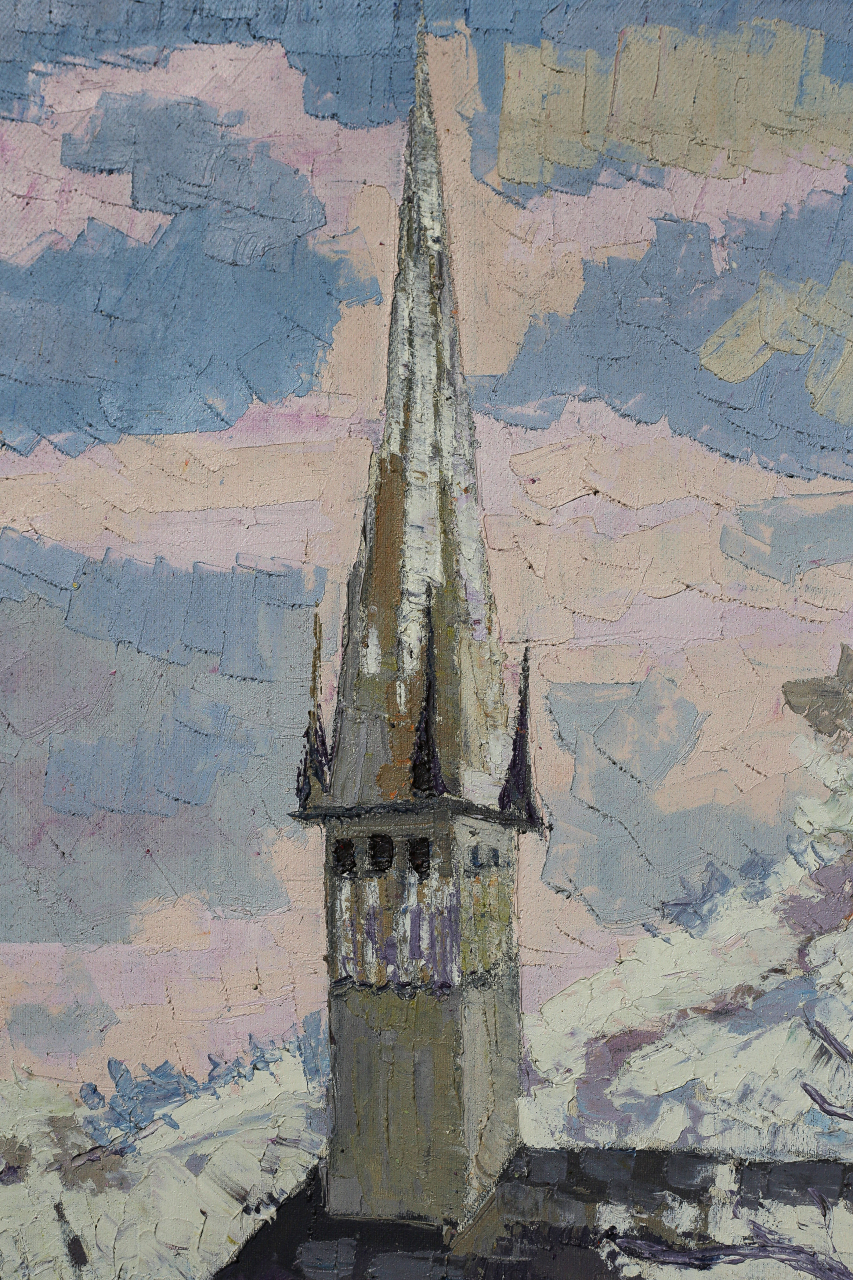 MEGYESI Lucreția, Peisaj de iarnă cu biserică de lemn maramureșană, 1983 [2]