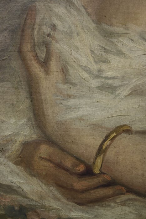 OLEJNIK Janka, Portret de doamnă cu blană albă și colier de perle [5]