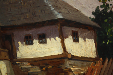 Ion DOBOȘARIU, Peisaj rural cu țarancă în poartă [2]