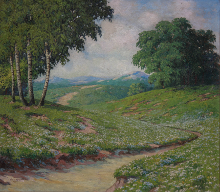 TÓTH J. Péter, Peisaj de primăvară cu deal înflorit și copaci, 1930 [0]