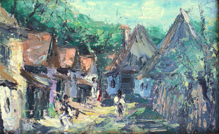 PAINTINGS - Unidentified AUTHOR, Rural Landscape with Street and houses