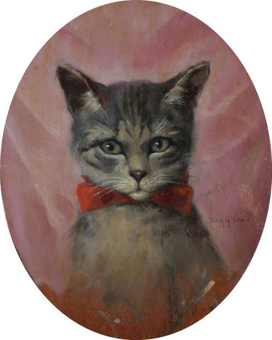 PICTURĂ - NAGY Ernő, Pisică cu fundă roșie