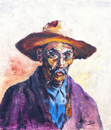 AUTOR neidentificat, Portret de bărbat cu pălărie de soare [0]