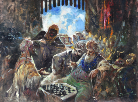 PAINTINGS - PÉCZELY Antal, Chess Players