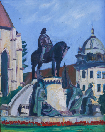 PAINTINGS - KÁDÁR T. Tibor, Mathias Rex statuary monument from Cluj-Napoca