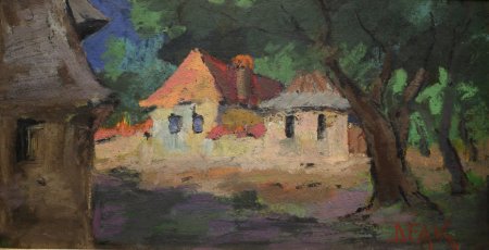PICTURĂ - DEÁK János, Peisaj rural cu case