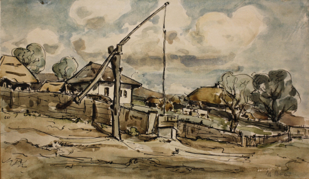 GRAPHICS - Gheorghe ILIESCU, House and Well with a Bell